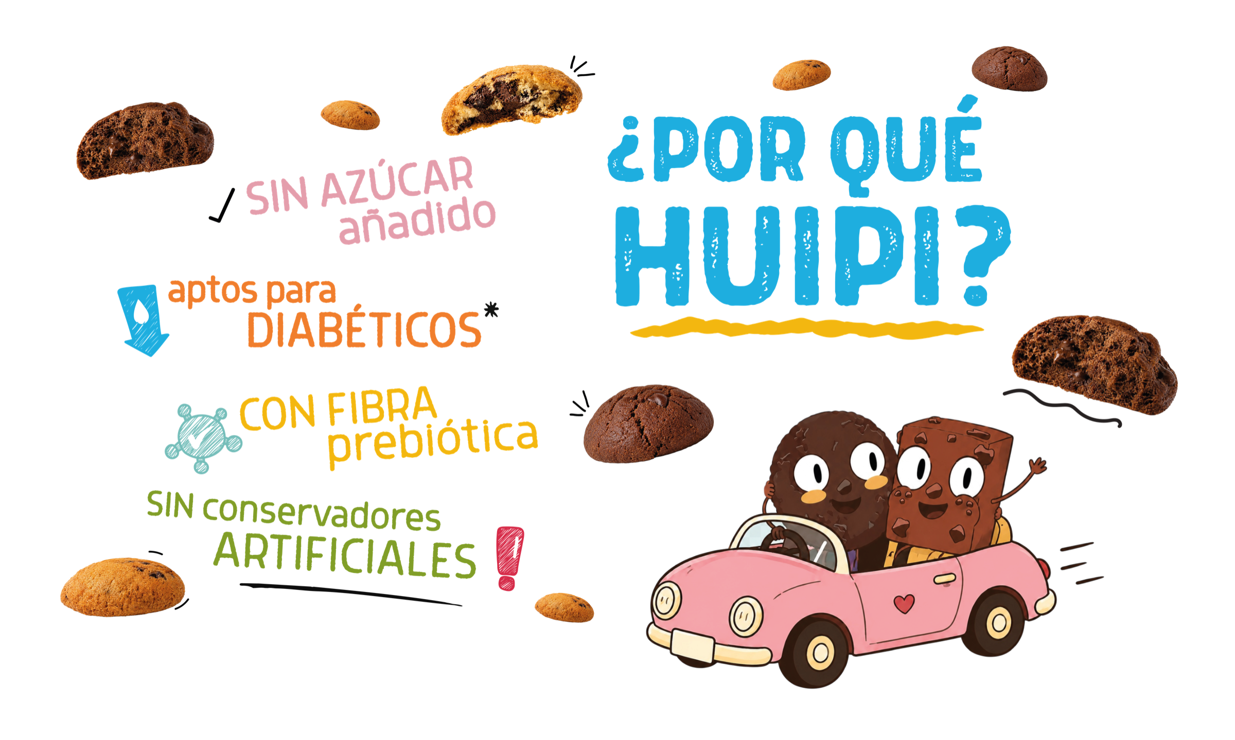 Por qué Huipi: sin azúcar añadida, apto para diabéticos, con fibra prebiótica y sin conservadores artificiales